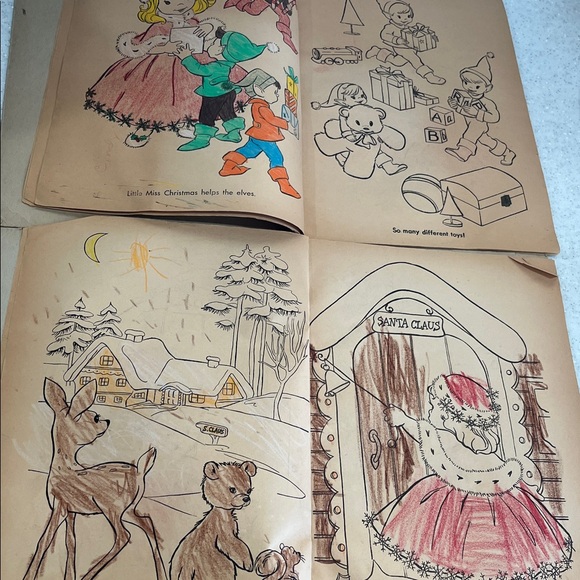 2 Vtg 1961 Little Miss Christmas & Santa USED Coloring Books MCM **READ** - Picture 6 of 12